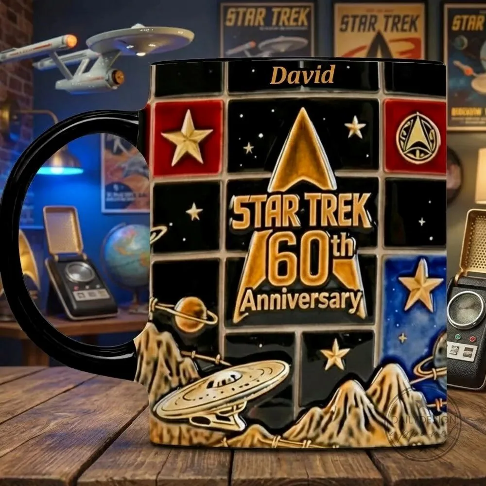 Customized Black Handle Coffee Mug for Star Trek's 60th Anniversary