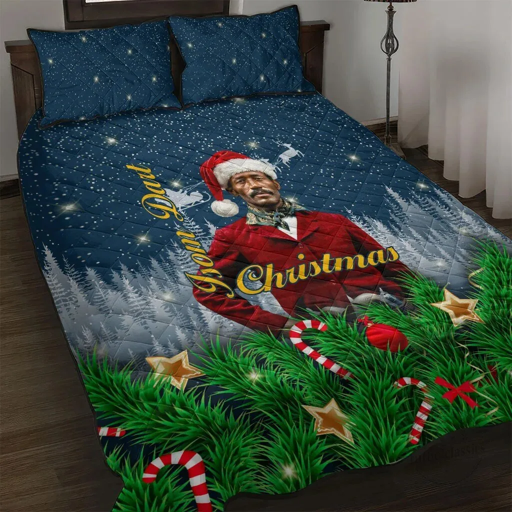 Isom Dart Black Cowboy Santa Merry Christmas Quilted Bedding Set