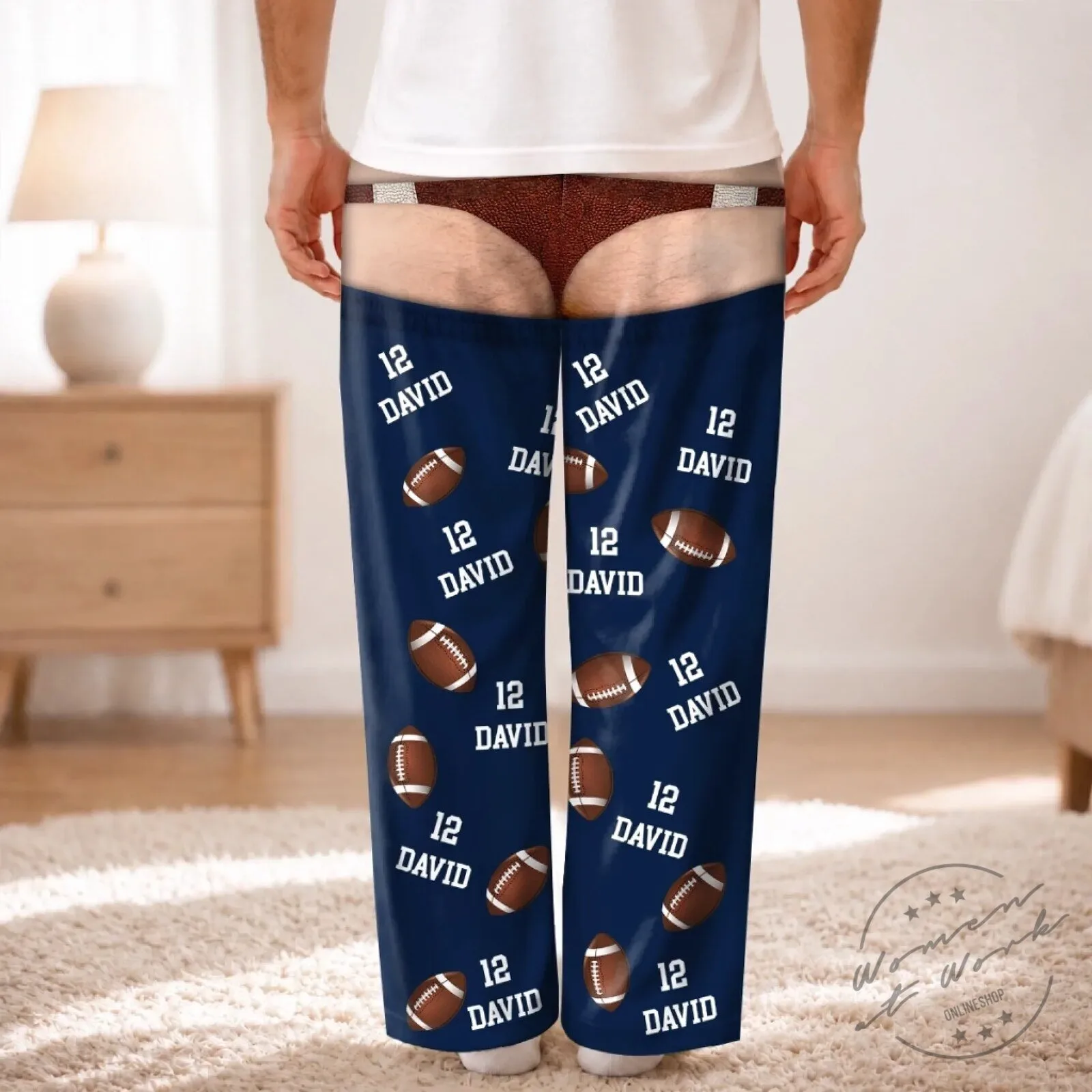 Personalized Football Player Name and Number Green and Blue Pajama Pants 8 Personalized Football Player Name and Number Green and Blue Pajama Pants