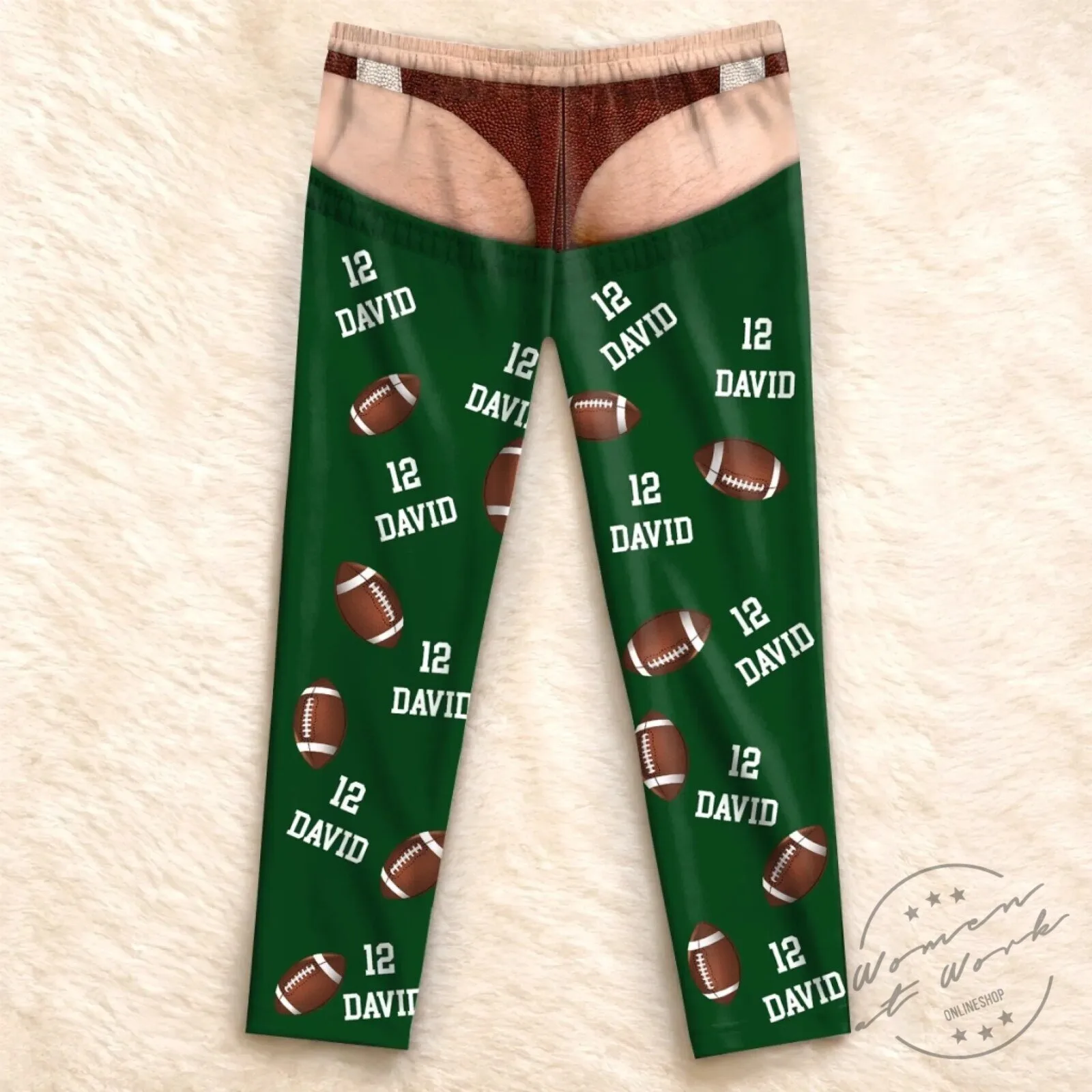 Personalized Football Player Name and Number Green and Blue Pajama Pants 10 Personalized Football Player Name and Number Green and Blue Pajama Pants