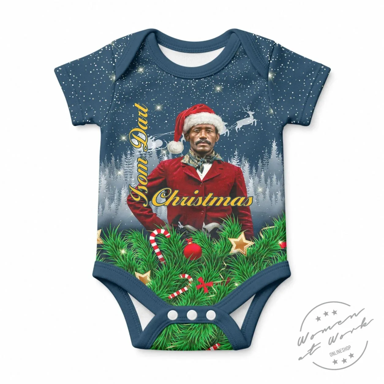 Isom Dart Christmas Cowboy Santa Western Winter Baby Romper