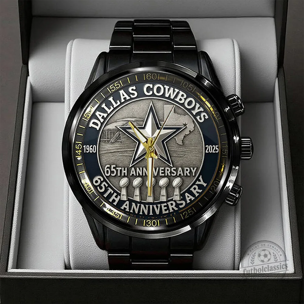 Dallas Cowboys 65th Anniversary Black Stainless Steel Watch