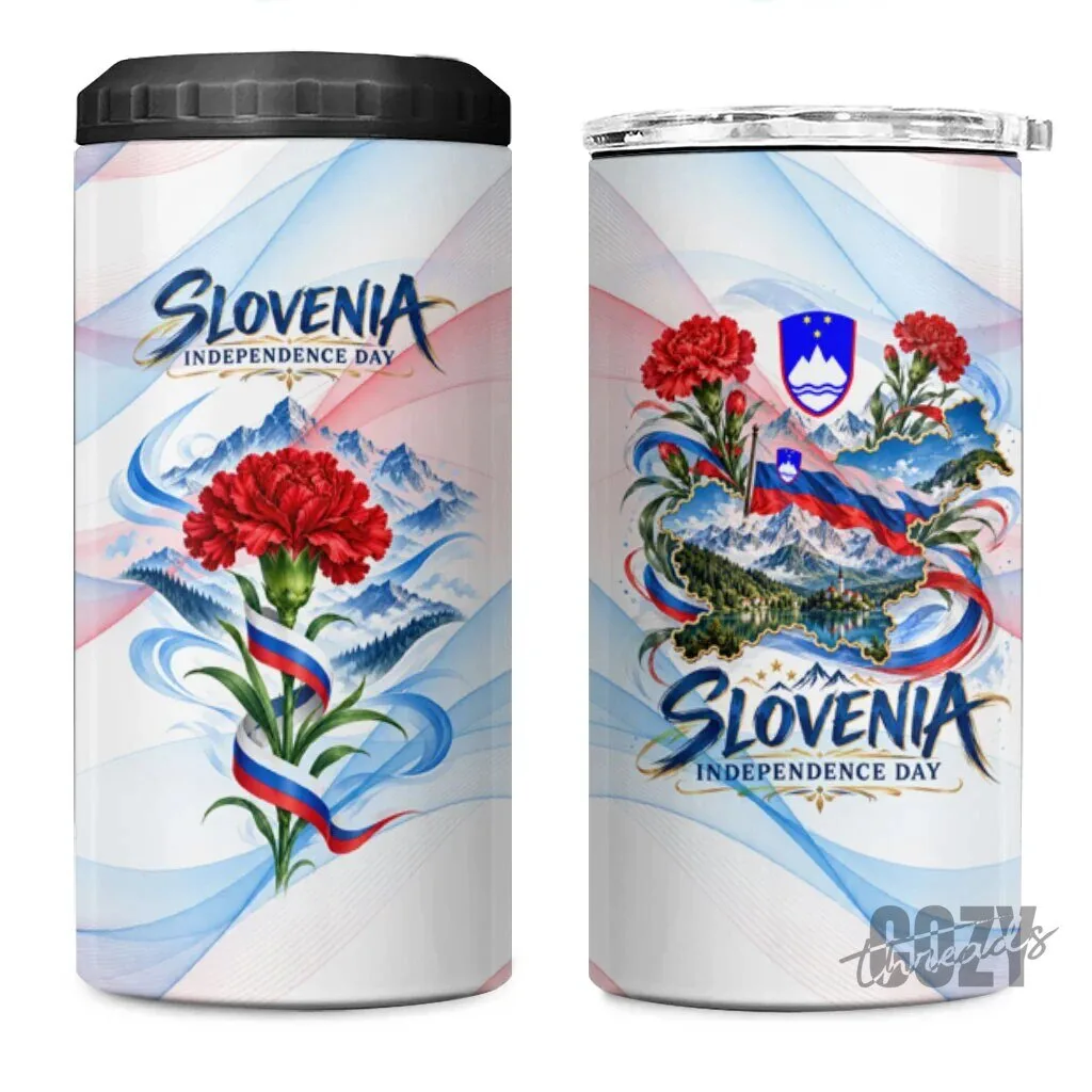 Slovenia Independence Day Red Carnation Flower Mount Triglav Flag Patriotic Tumbler