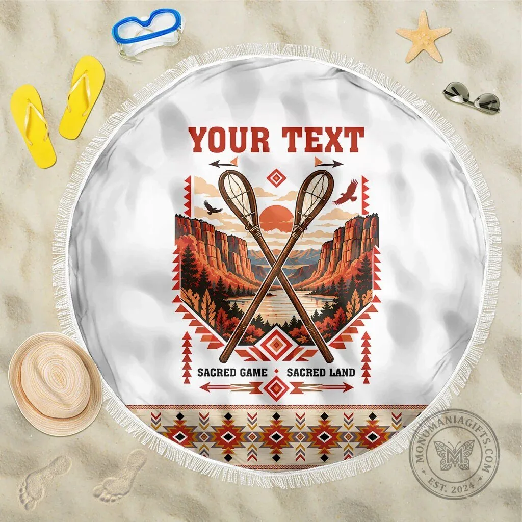 Personalized Chahta Yakni Stickball Heritage Native American Tribal Round Beach Blanket
