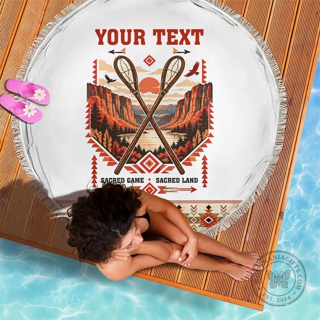 Personalized Chahta Yakni Stickball Heritage Native American Tribal Round Beach Blanket 6 Personalized Chahta Yakni Stickball Heritage Native American Tribal Round Beach Blanket