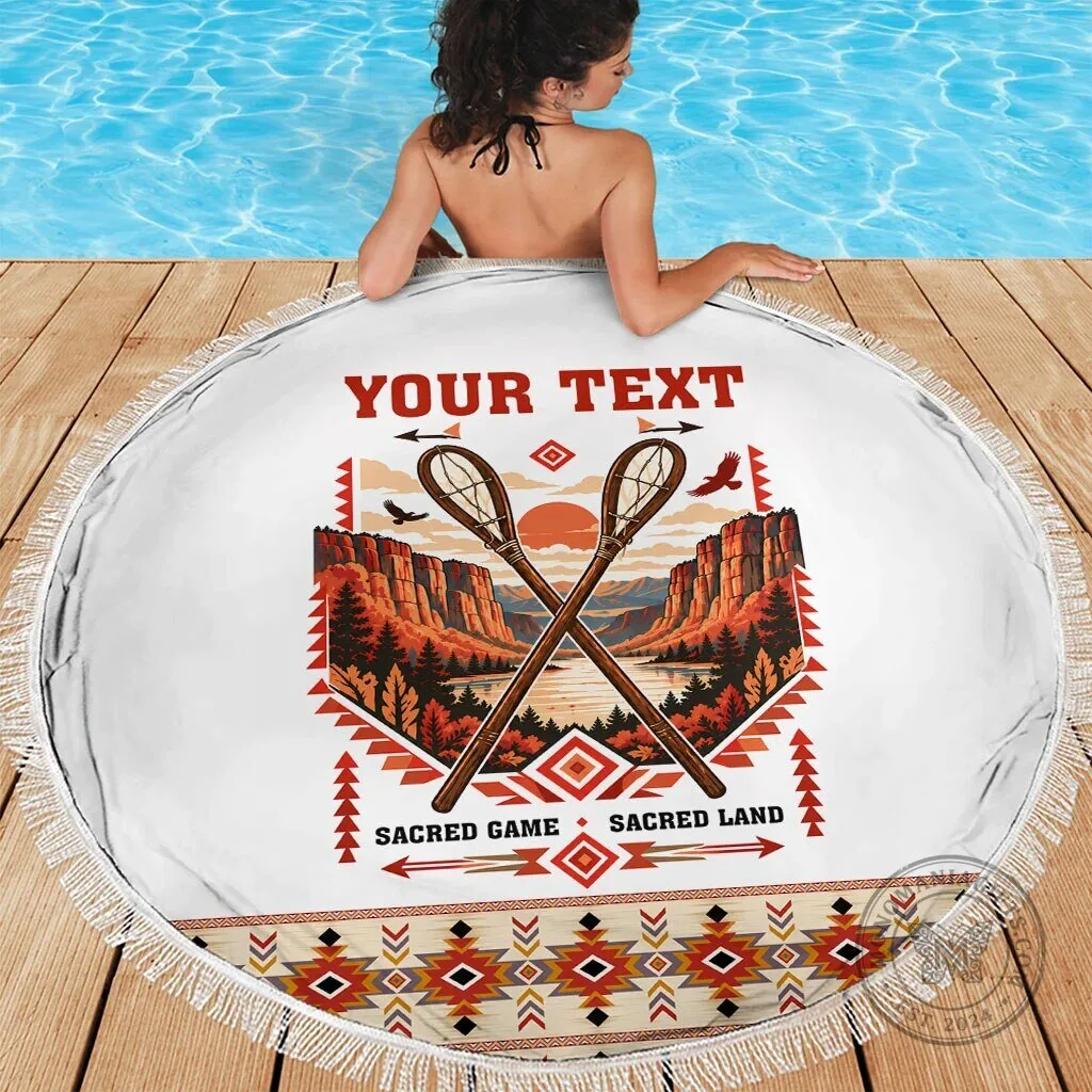 Personalized Chahta Yakni Stickball Heritage Native American Tribal Round Beach Blanket 7 Personalized Chahta Yakni Stickball Heritage Native American Tribal Round Beach Blanket