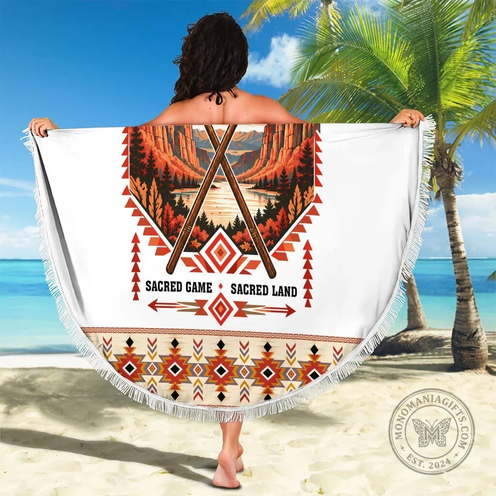 Personalized Chahta Yakni Stickball Heritage Native American Tribal Round Beach Blanket 8 Personalized Chahta Yakni Stickball Heritage Native American Tribal Round Beach Blanket