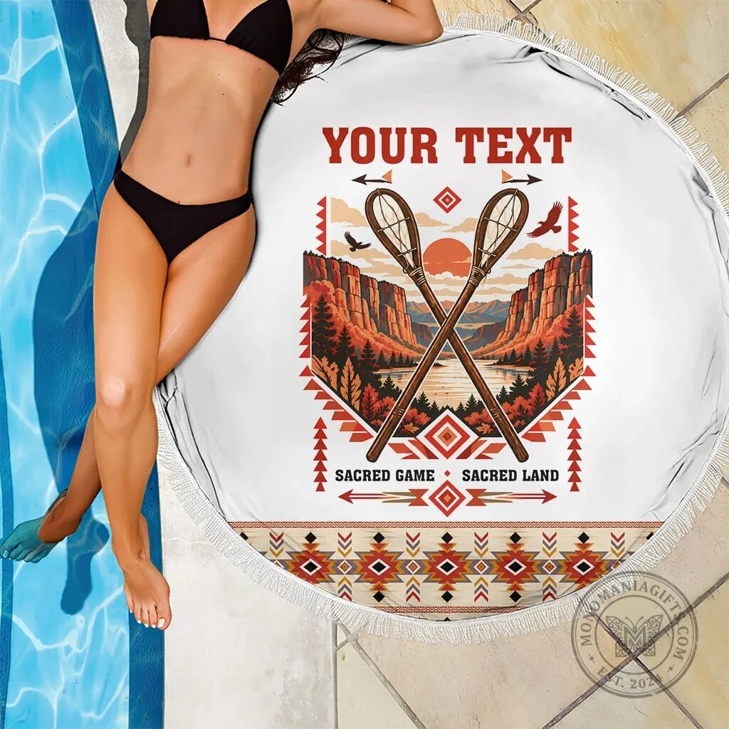 Personalized Chahta Yakni Stickball Heritage Native American Tribal Round Beach Blanket 9 Personalized Chahta Yakni Stickball Heritage Native American Tribal Round Beach Blanket
