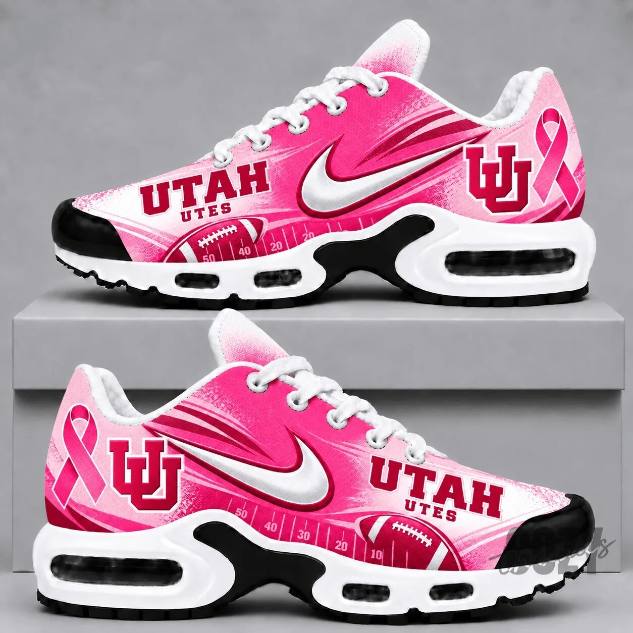 Utah Utes Breast Cancer Awareness Pink Football Team Sneakers 1 Utah Utes Breast Cancer Awareness Pink Football Team Sneakers