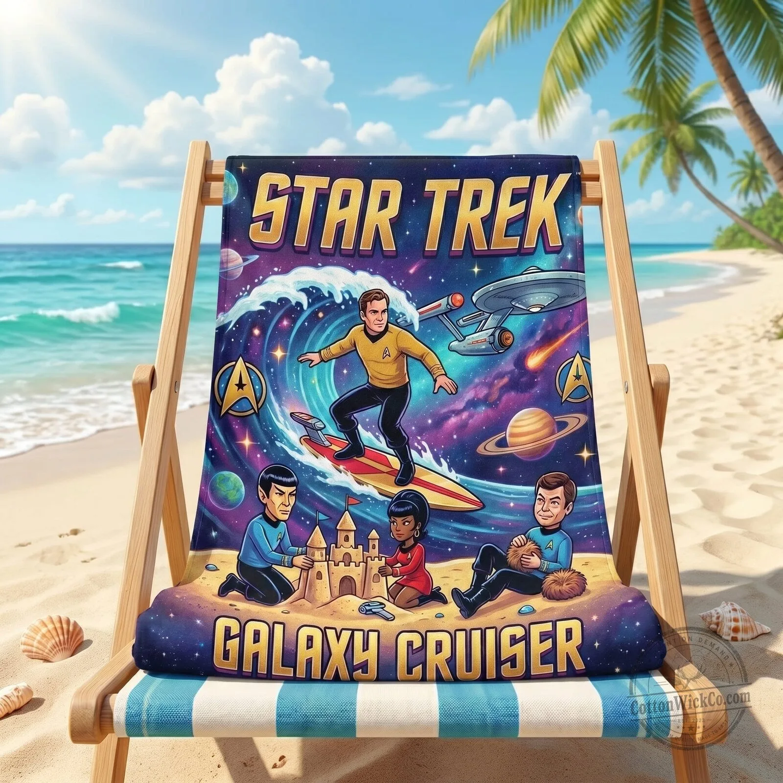Star Trek Galaxy Cruiser Beach Towel with Captain Kirk and Spock 5 Star Trek Galaxy Cruiser Beach Towel with Captain Kirk and Spock