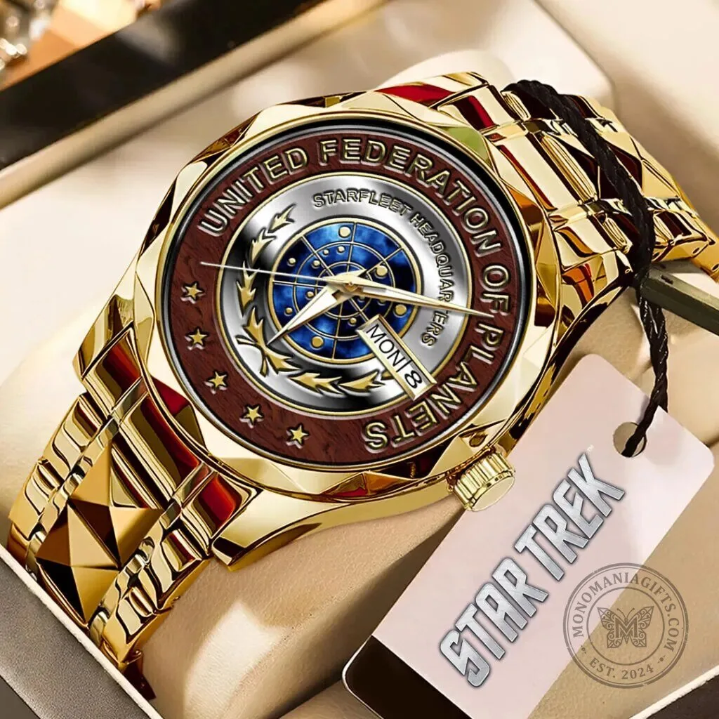 Star Trek United Federation of Planets Gold Tone Quartz Watch
