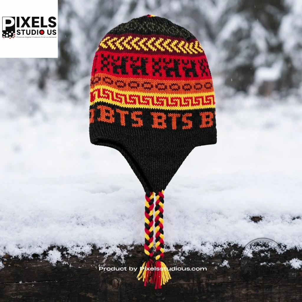 BTS Peruvian Earflap Beanie Hat 6 BTS Peruvian Earflap Beanie Hat 3D shirt or sports jersey with all-over print design