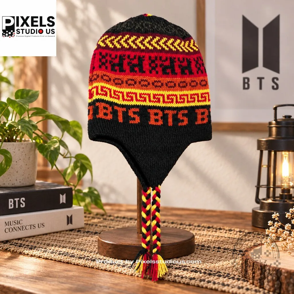 BTS Peruvian Earflap Beanie Hat 8 BTS Peruvian Earflap Beanie Hat 3D shirt or sports jersey with all-over print design