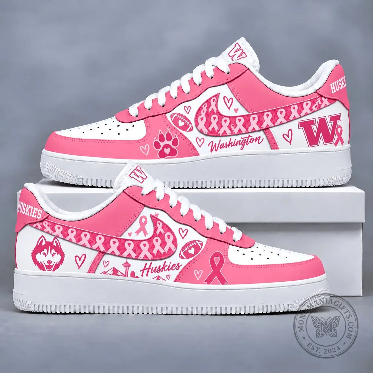 Washington Huskies Breast Cancer Awareness Pink Ribbon Shoes