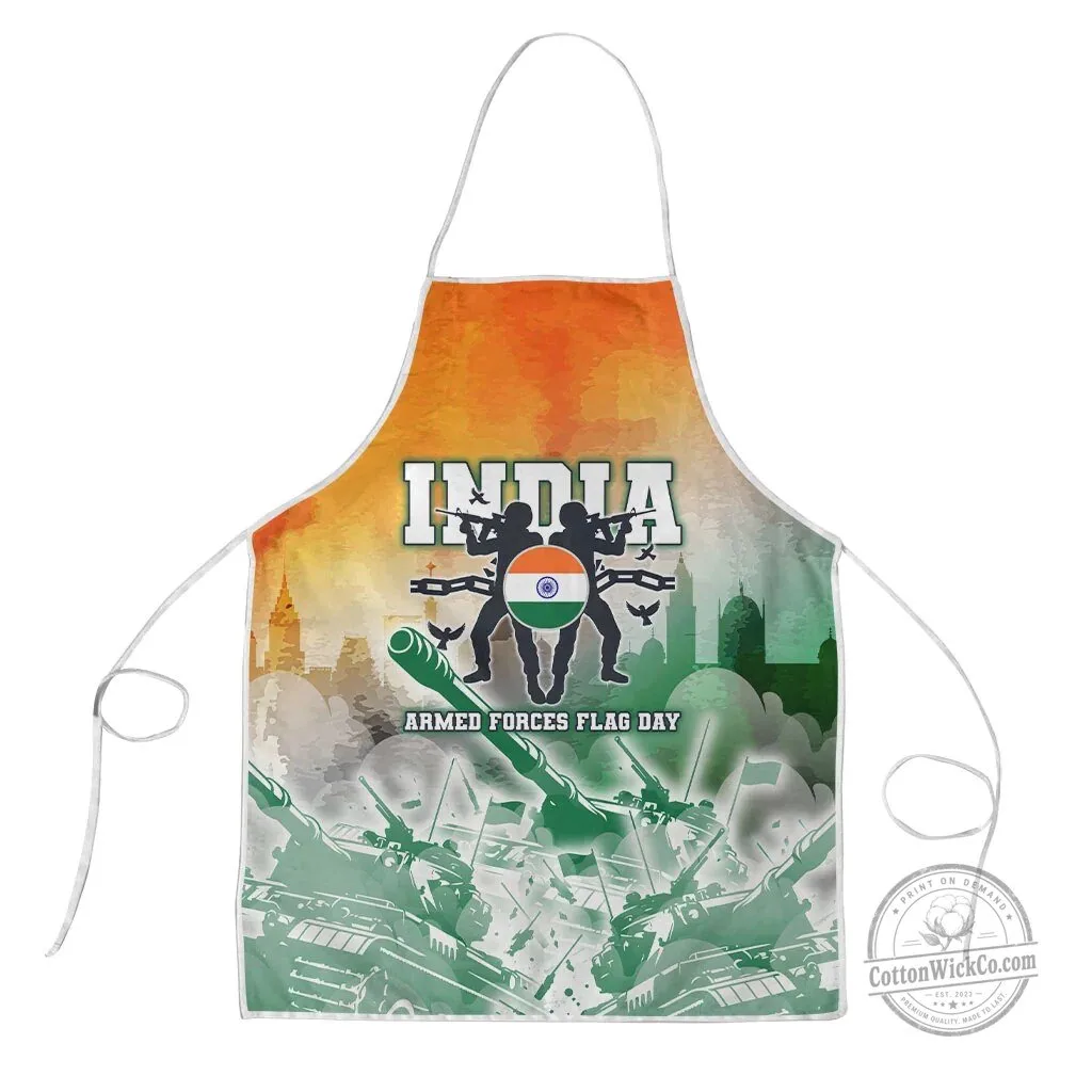 India Armed Forces Flag Day Military Indian Flag Silhouette Apron