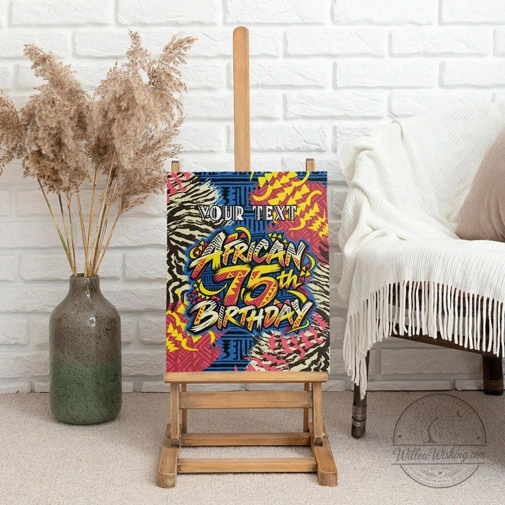 Personalized African 75th Birthday Wall Art Canvas with Colorful Tribal Stripes 9 Personalized African 75th Birthday Wall Art Canvas with Colorful Tribal Stripes