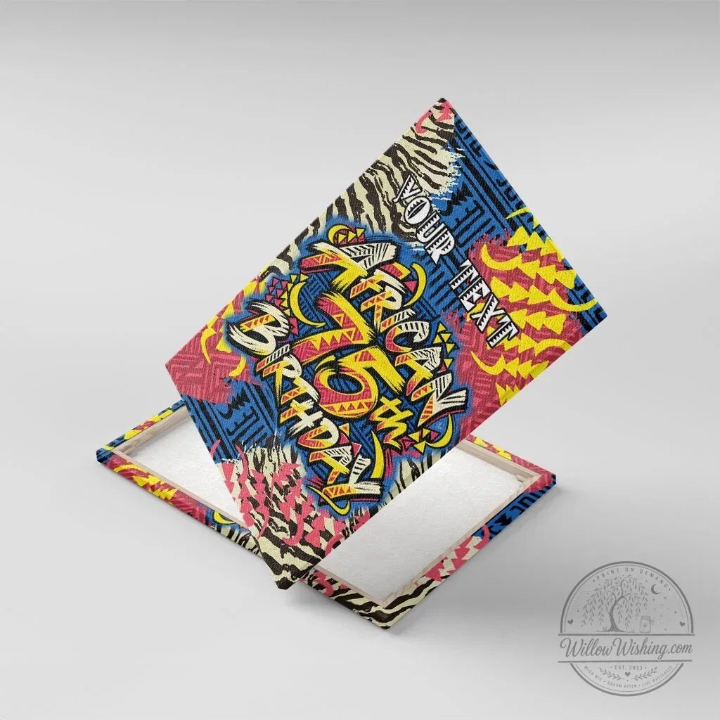 Personalized African 75th Birthday Wall Art Canvas with Colorful Tribal Stripes 10 Personalized African 75th Birthday Wall Art Canvas with Colorful Tribal Stripes