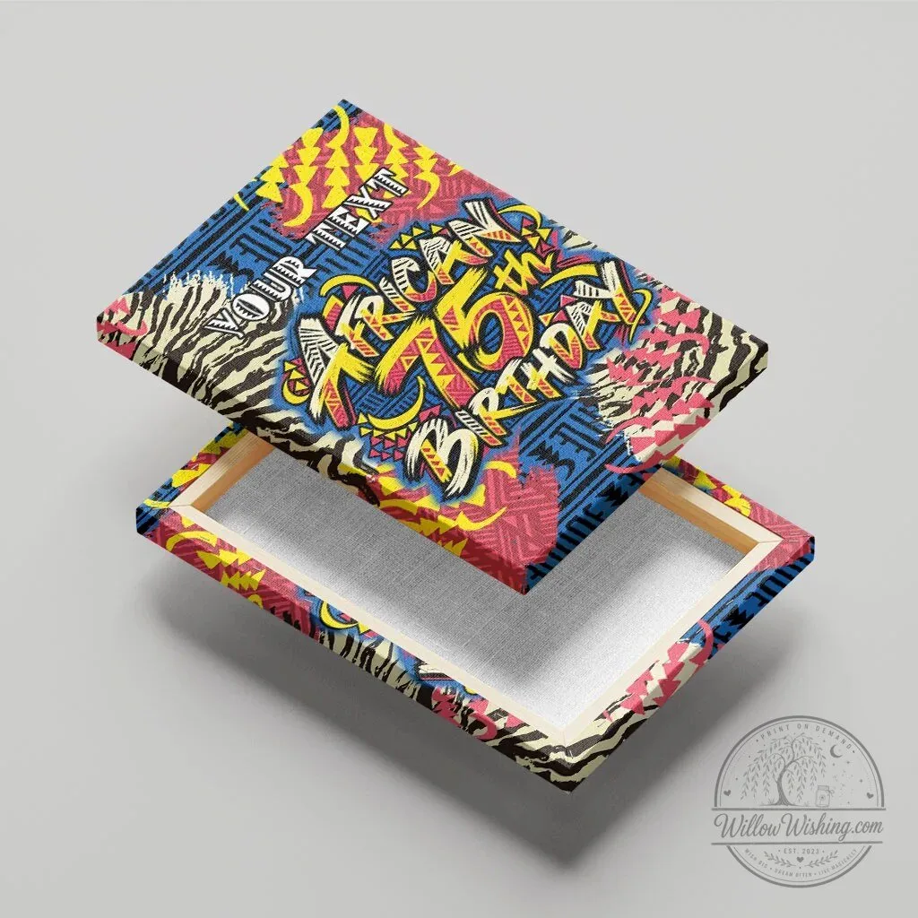 Personalized African 75th Birthday Wall Art Canvas with Colorful Tribal Stripes 12 Personalized African 75th Birthday Wall Art Canvas with Colorful Tribal Stripes