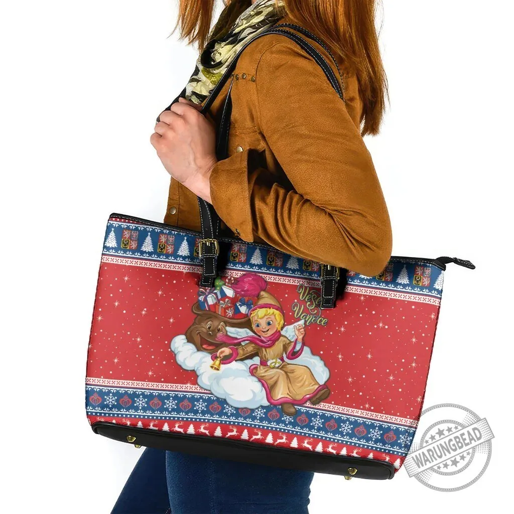 Czech Republic Christmas Jezisek Vesele Vanoce Holiday Leather Tote Bag 6 Czech Republic Christmas Jezisek Vesele Vanoce Holiday Leather Tote Bag