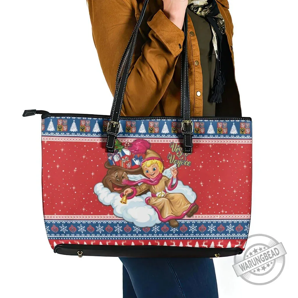 Czech Republic Christmas Jezisek Vesele Vanoce Holiday Leather Tote Bag 7 Czech Republic Christmas Jezisek Vesele Vanoce Holiday Leather Tote Bag
