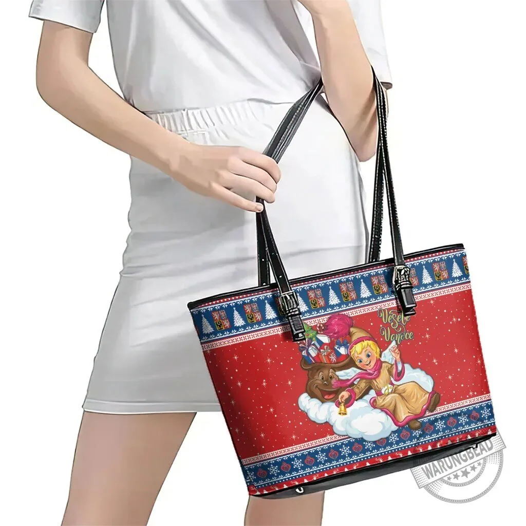 Czech Republic Christmas Jezisek Vesele Vanoce Holiday Leather Tote Bag 8 Czech Republic Christmas Jezisek Vesele Vanoce Holiday Leather Tote Bag