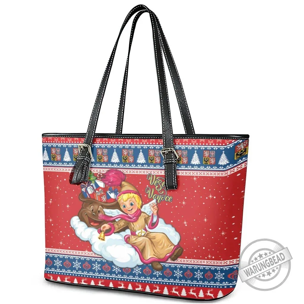 Czech Republic Christmas Jezisek Vesele Vanoce Holiday Leather Tote Bag 9 Czech Republic Christmas Jezisek Vesele Vanoce Holiday Leather Tote Bag
