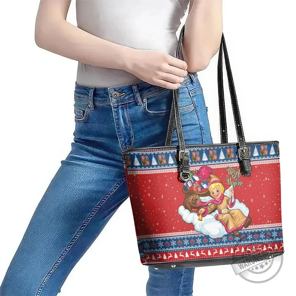 Czech Republic Christmas Jezisek Vesele Vanoce Holiday Leather Tote Bag 10 Czech Republic Christmas Jezisek Vesele Vanoce Holiday Leather Tote Bag