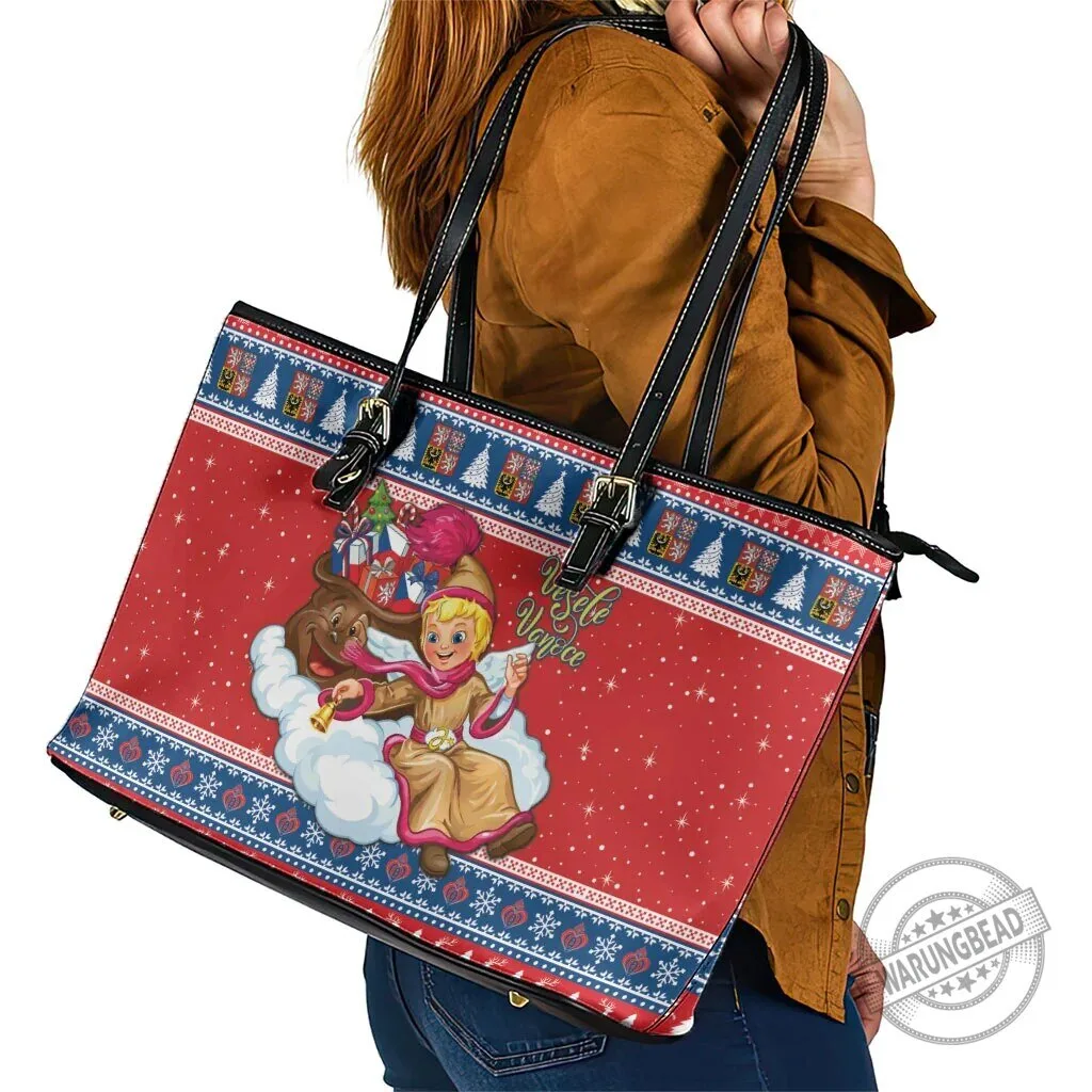 Czech Republic Christmas Jezisek Vesele Vanoce Holiday Leather Tote Bag 11 Czech Republic Christmas Jezisek Vesele Vanoce Holiday Leather Tote Bag