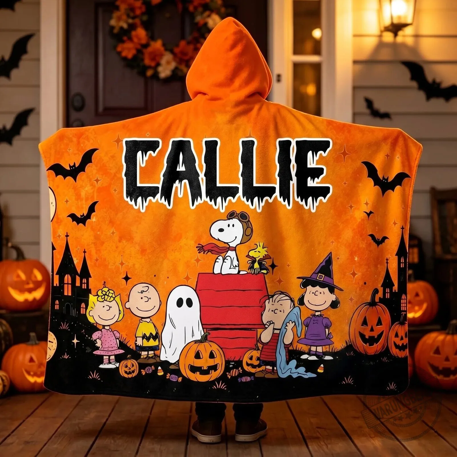 Personalized Peanuts Halloween Snoopy Hooded Blanket 2 Personalized Peanuts Halloween Snoopy Hooded Blanket