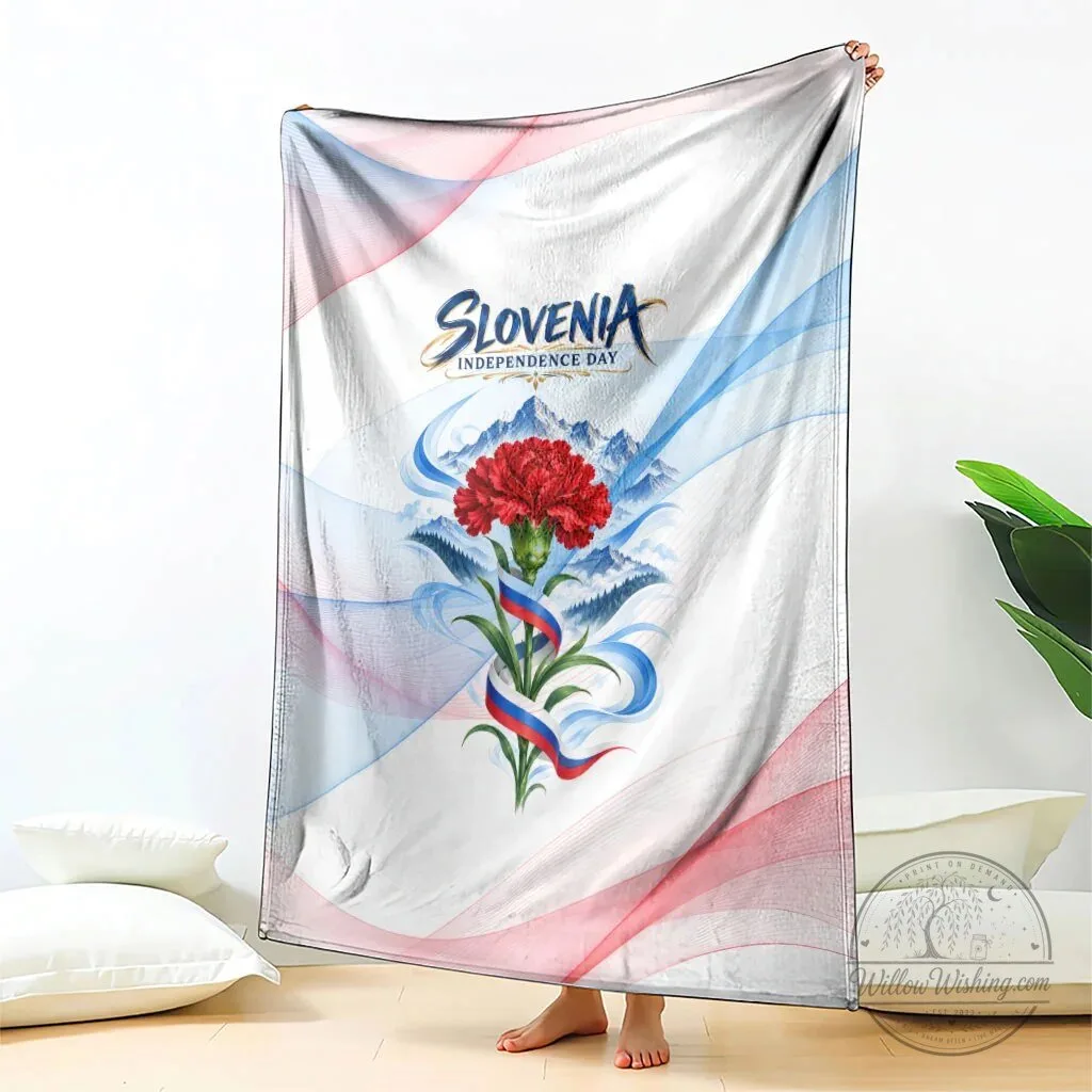 Slovenia Independence Day Red Carnation Flower Mount Triglav Flag Patriotic Blanket 11 Slovenia Independence Day Red Carnation Flower Mount Triglav Flag Patriotic Blanket