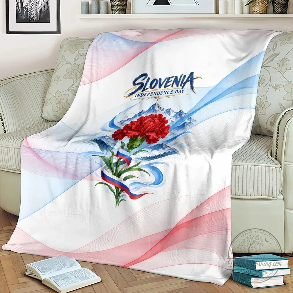 Slovenia Independence Day Red Carnation Flower Mount Triglav Flag Patriotic Blanket 13 Slovenia Independence Day Red Carnation Flower Mount Triglav Flag Patriotic Blanket