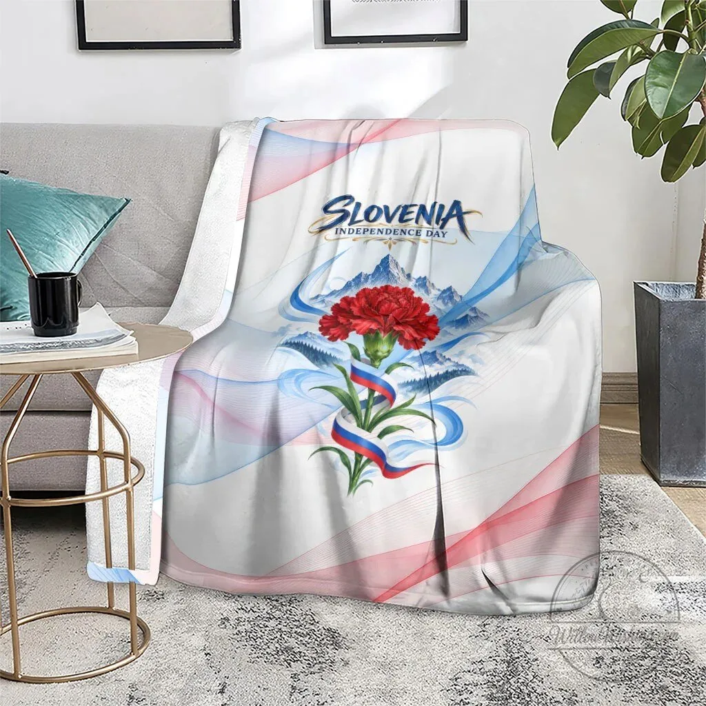 Slovenia Independence Day Red Carnation Flower Mount Triglav Flag Patriotic Blanket 14 Slovenia Independence Day Red Carnation Flower Mount Triglav Flag Patriotic Blanket