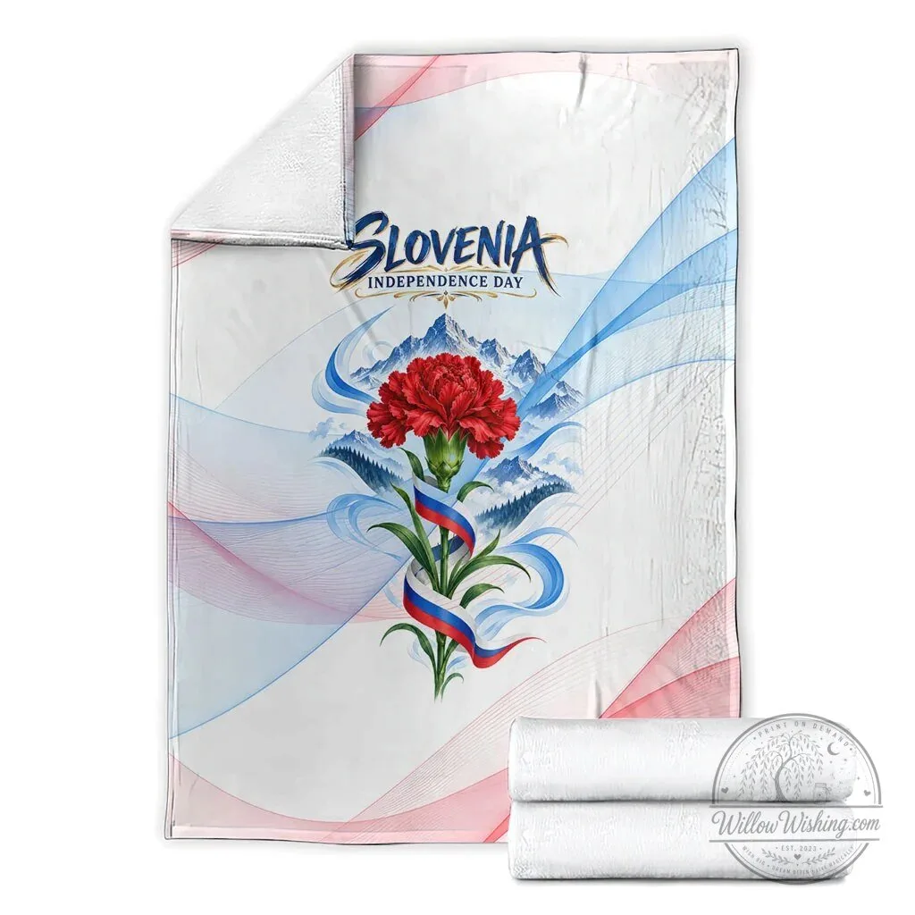 Slovenia Independence Day Red Carnation Flower Mount Triglav Flag Patriotic Blanket 15 Slovenia Independence Day Red Carnation Flower Mount Triglav Flag Patriotic Blanket