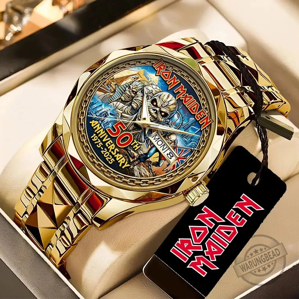 Iron Maiden 50th Anniversary Eddie The Trooper Gold Tone Luxury Watch 4 Iron Maiden 50th Anniversary Eddie The Trooper Gold Tone Luxury Watch