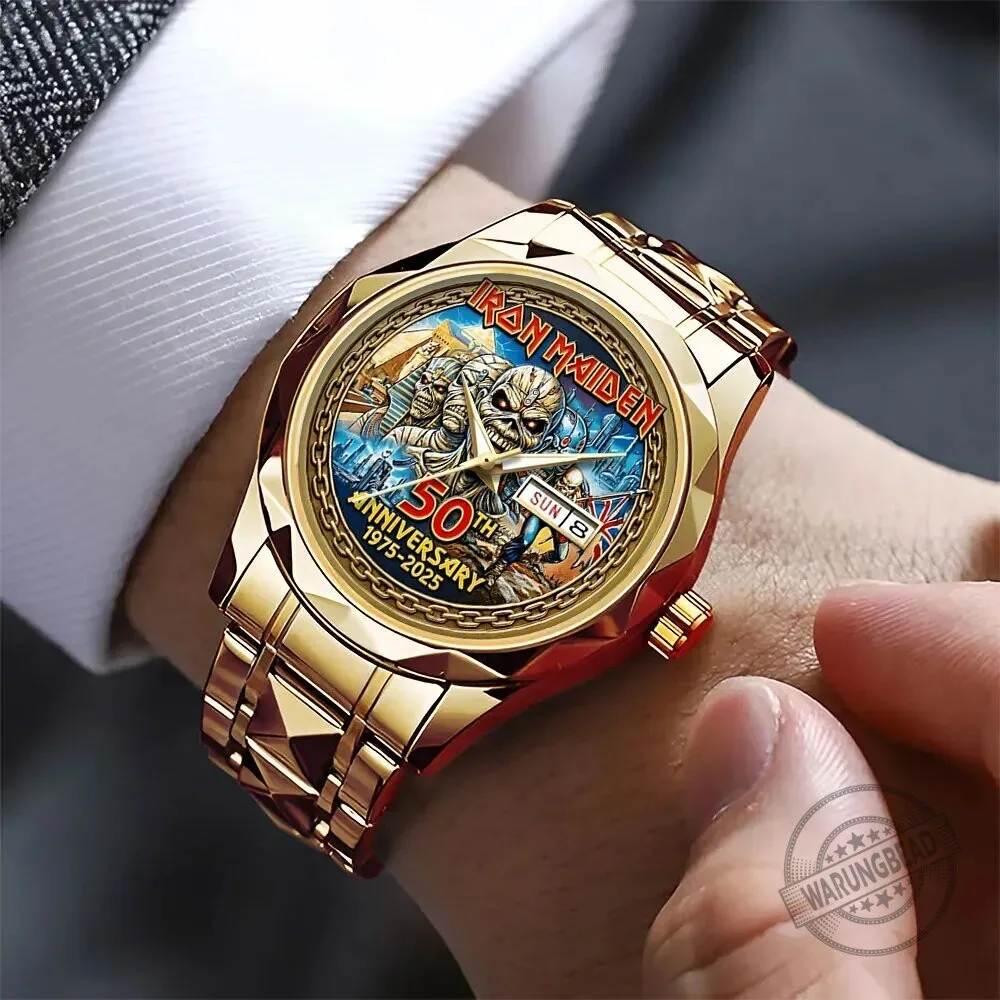Iron Maiden 50th Anniversary Eddie The Trooper Gold Tone Luxury Watch 5 Iron Maiden 50th Anniversary Eddie The Trooper Gold Tone Luxury Watch