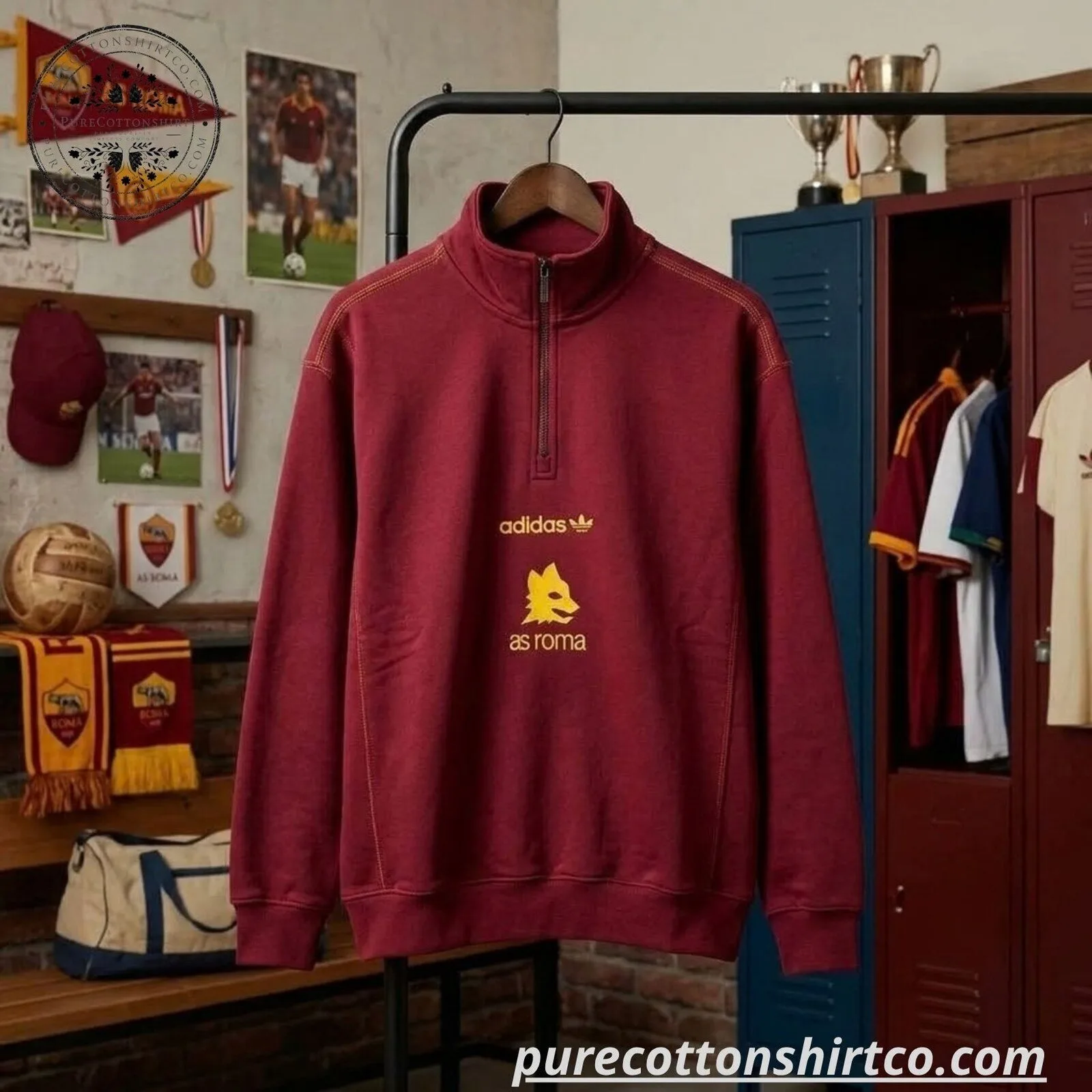 AS Roma Adidas Quarter Zip Sweatshirt 2026 5 AS Roma Adidas Quarter Zip Sweatshirt 2026