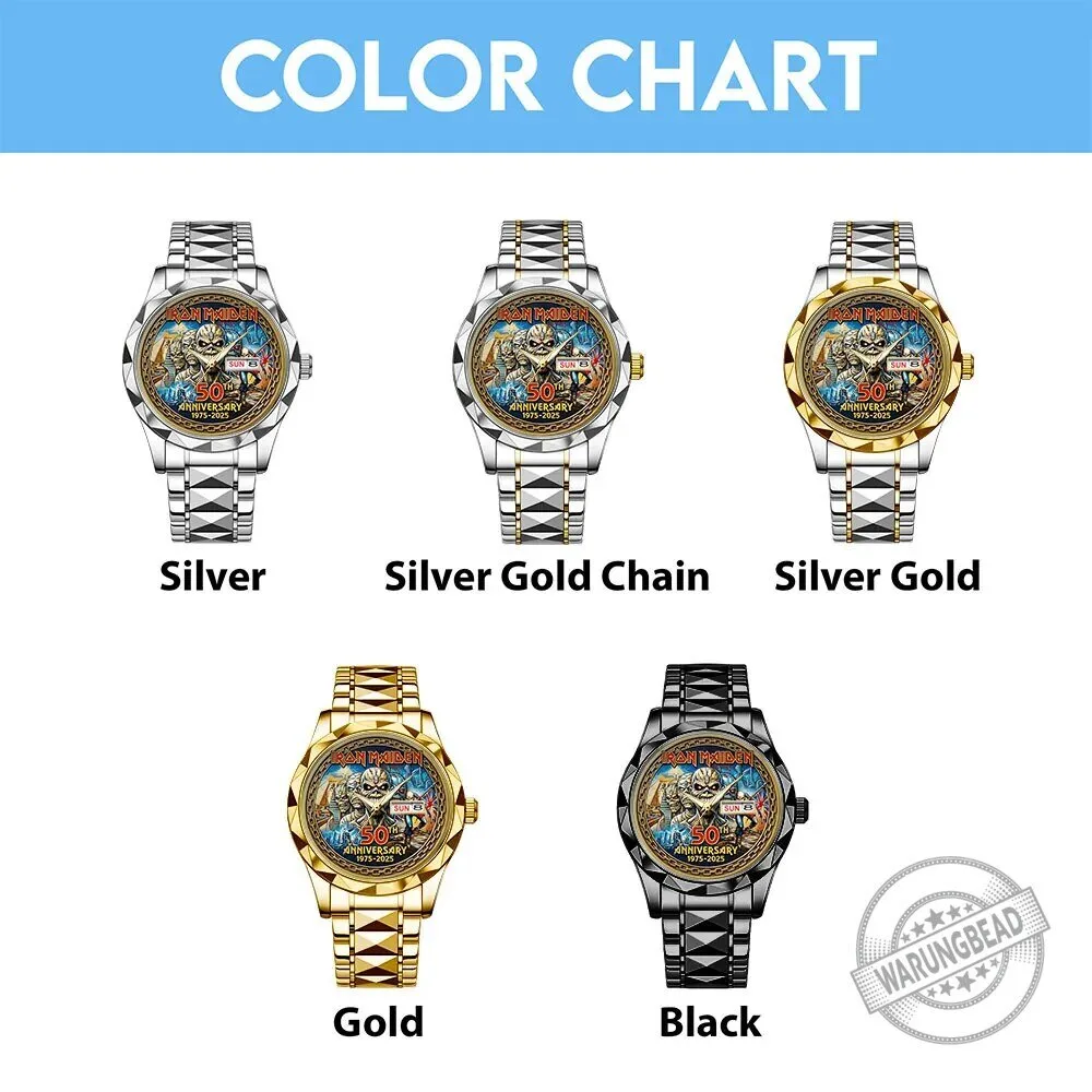 Iron Maiden 50th Anniversary Eddie The Trooper Gold Tone Luxury Watch 7 Iron Maiden 50th Anniversary Eddie The Trooper Gold Tone Luxury Watch
