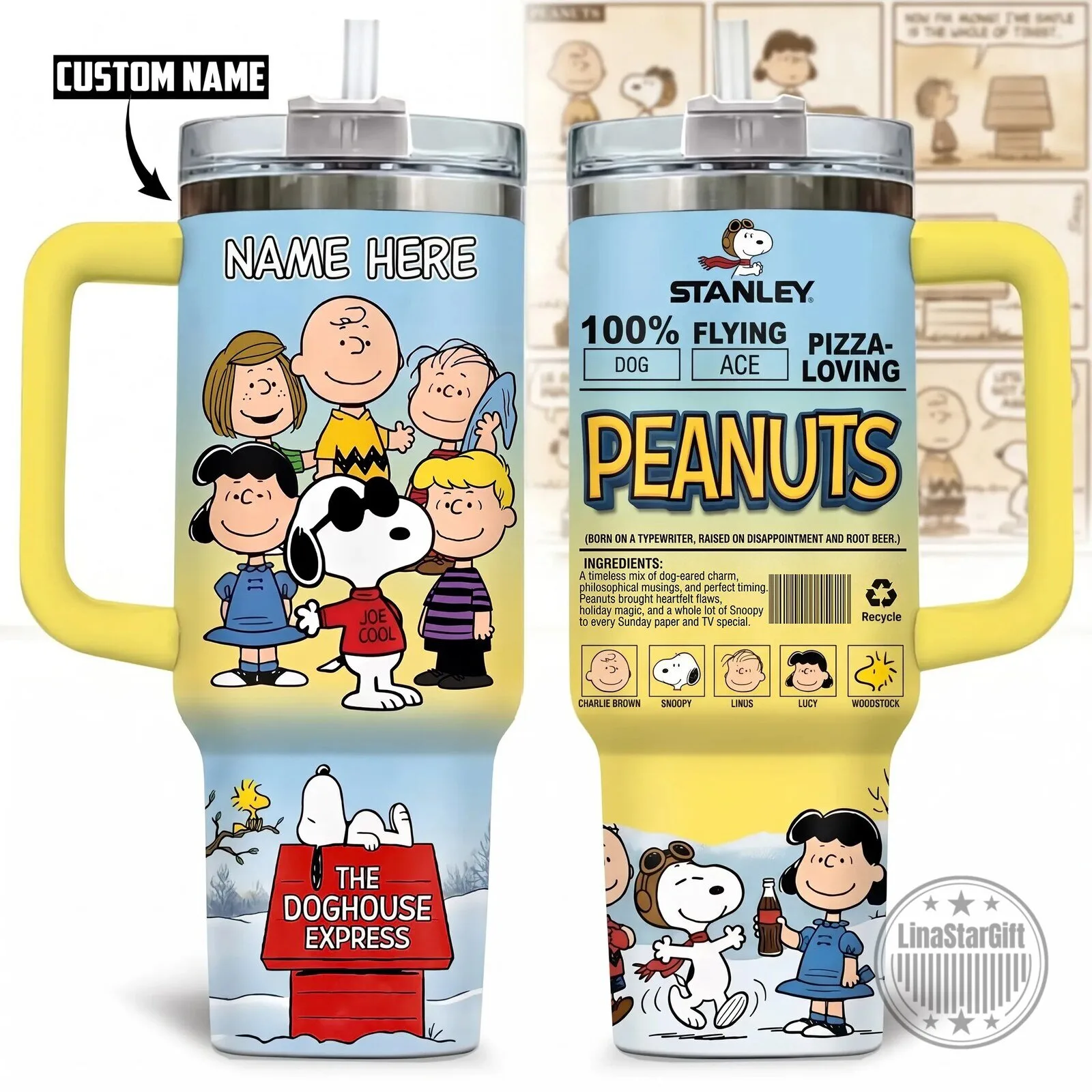 Peanuts Snoopy Joe Cool Flying Ace Personalized Stanley Tumbler