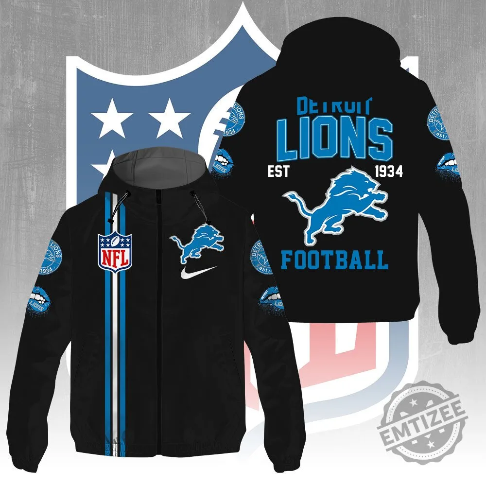 Detroit Lions National Football League Team Logo Black Windbreaker Jacket