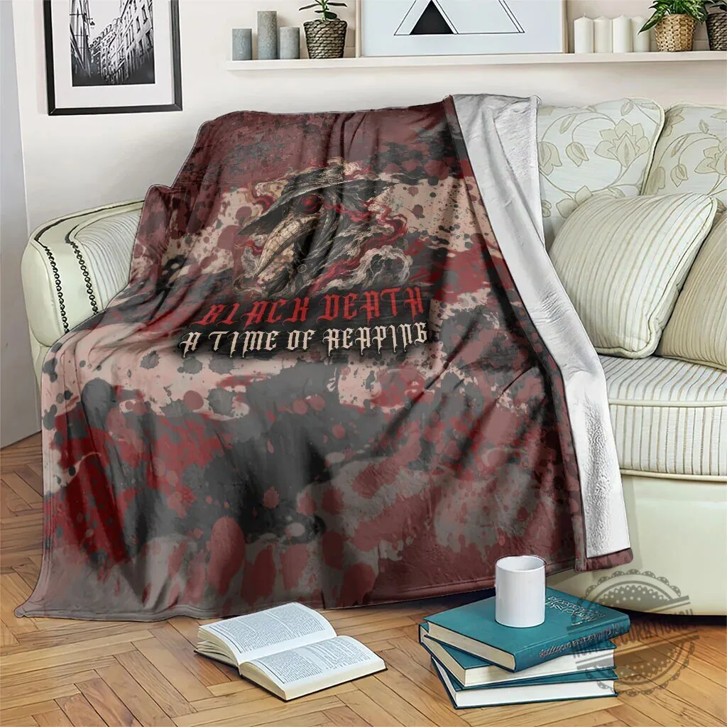 Black Death A Time of Reaping Grim Reaper Dark Gothic Horror Fantasy Blanket