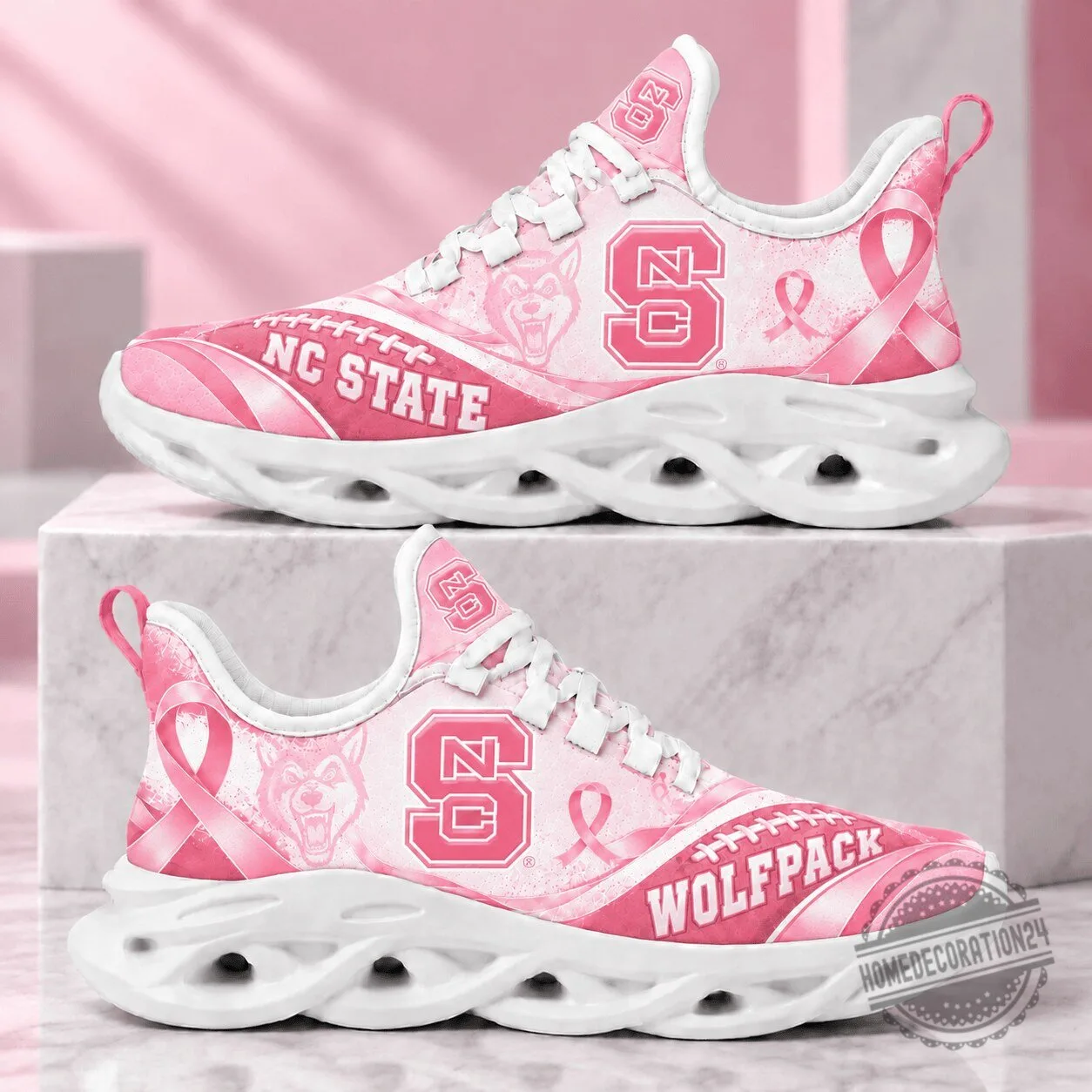North Carolina State Wolfpack Breast Cancer Awareness Pink Sneakers for Women