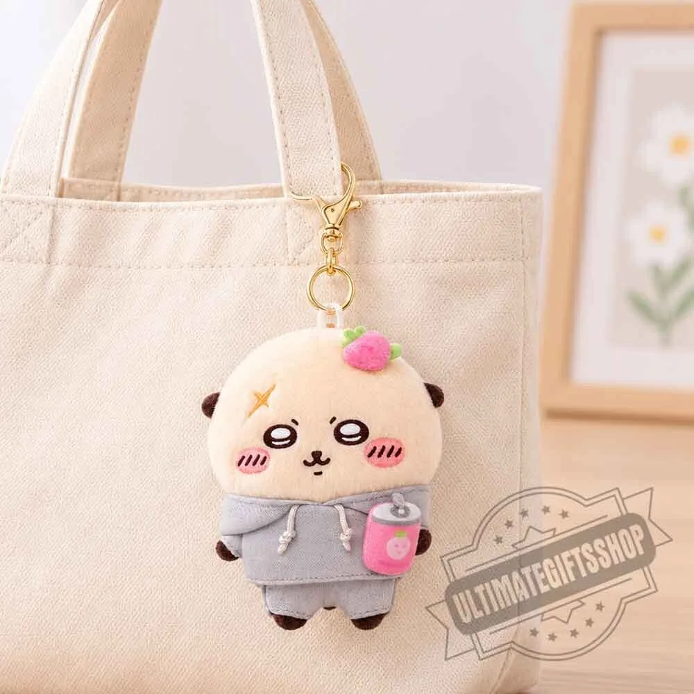 Chiikawa Rakko Lazy Raccoon Mascot Plush Keychain in Sweatshirt 3 Chiikawa Rakko Lazy Raccoon Mascot Plush Keychain in Sweatshirt