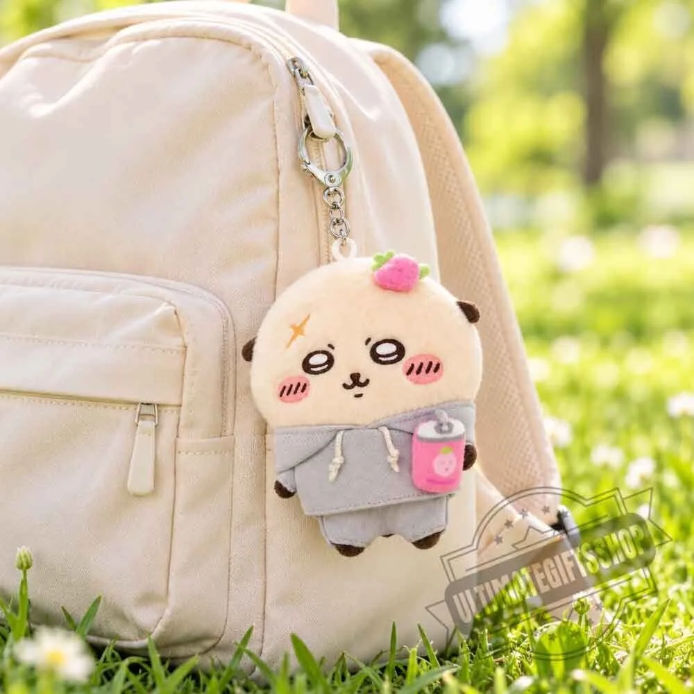 Chiikawa Rakko Lazy Raccoon Mascot Plush Keychain in Sweatshirt 4 Chiikawa Rakko Lazy Raccoon Mascot Plush Keychain in Sweatshirt