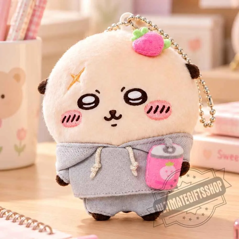 Chiikawa Rakko Lazy Raccoon Mascot Plush Keychain in Sweatshirt 5 Chiikawa Rakko Lazy Raccoon Mascot Plush Keychain in Sweatshirt
