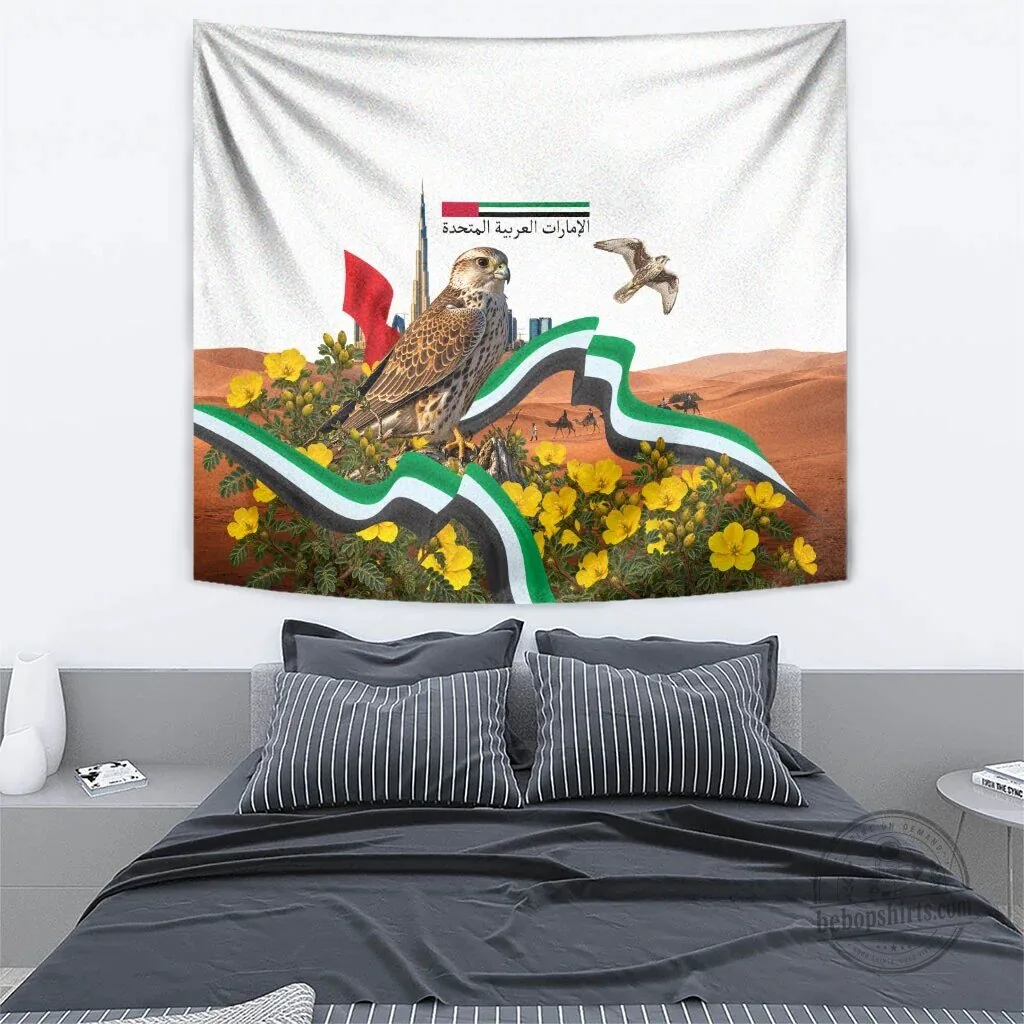 United Arab Emirates National Day Falcon Desert Landscape Wall Tapestry 7 United Arab Emirates National Day Falcon Desert Landscape Wall Tapestry