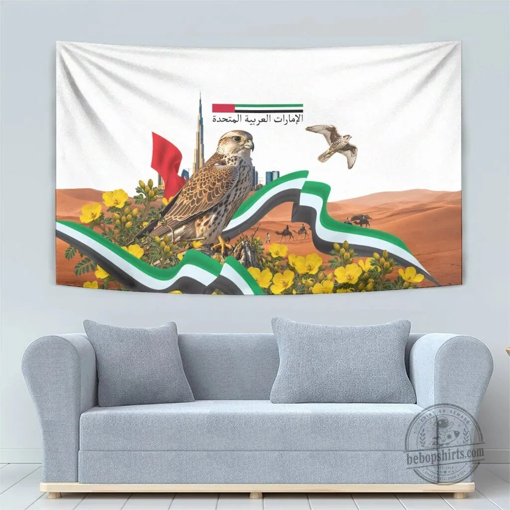 United Arab Emirates National Day Falcon Desert Landscape Wall Tapestry 9 United Arab Emirates National Day Falcon Desert Landscape Wall Tapestry