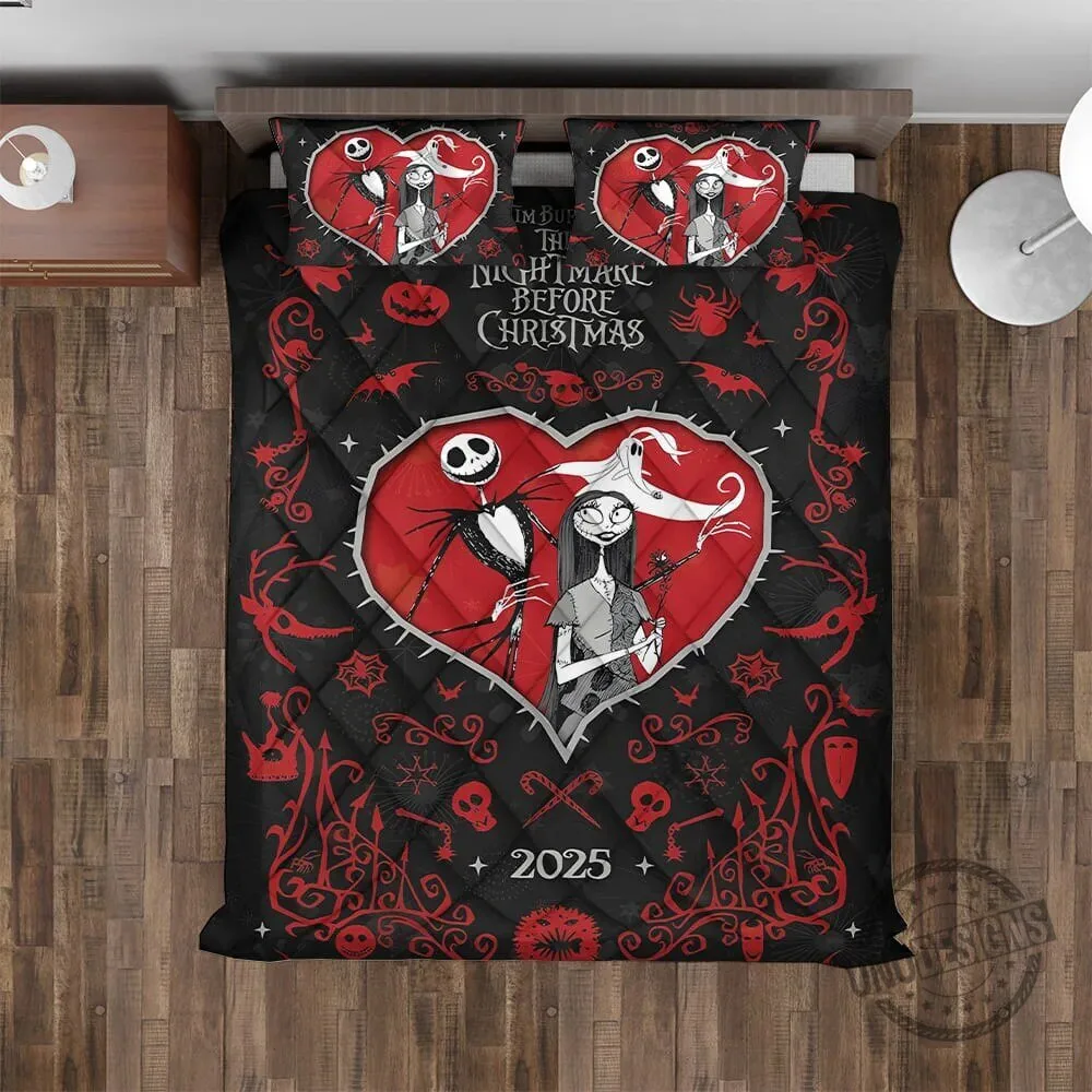 Nightmare Before Christmas Jack and Sally Heart Quilt Bedding Set 4 Nightmare Before Christmas Jack and Sally Heart Quilt Bedding Set