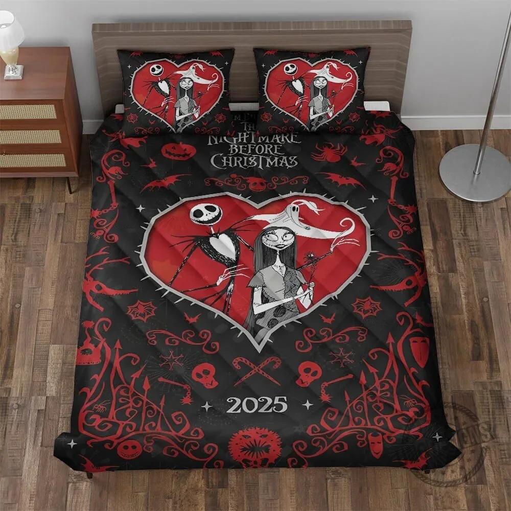 Nightmare Before Christmas Jack and Sally Heart Quilt Bedding Set 5 Nightmare Before Christmas Jack and Sally Heart Quilt Bedding Set