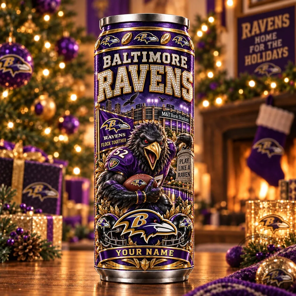 Baltimore Ravens NFL Football Team Personalized Can Tumbler Baltimore Ravens NFL Football Team Personalized Can Tumbler
