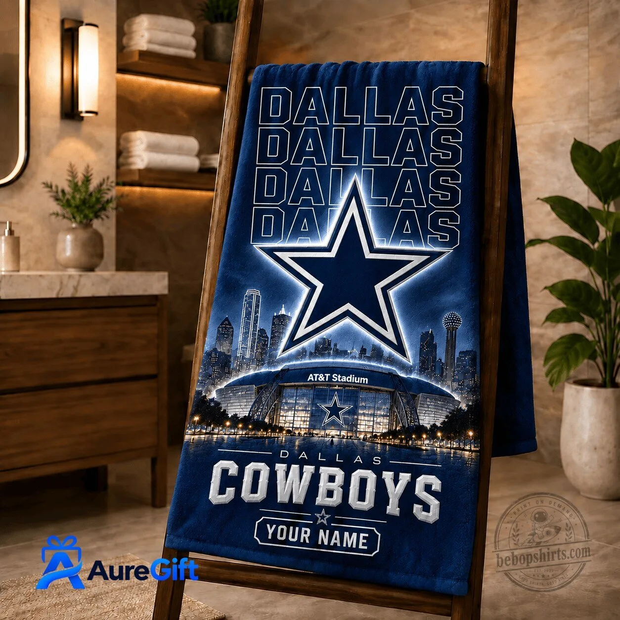 Dallas Cowboys NFL Football Team Personalized Bath Towel for Men and Women